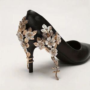 2pcs High Heel Shoe Elegant Floral Bridal, Exquisite Jewelry Accessories, Suitab